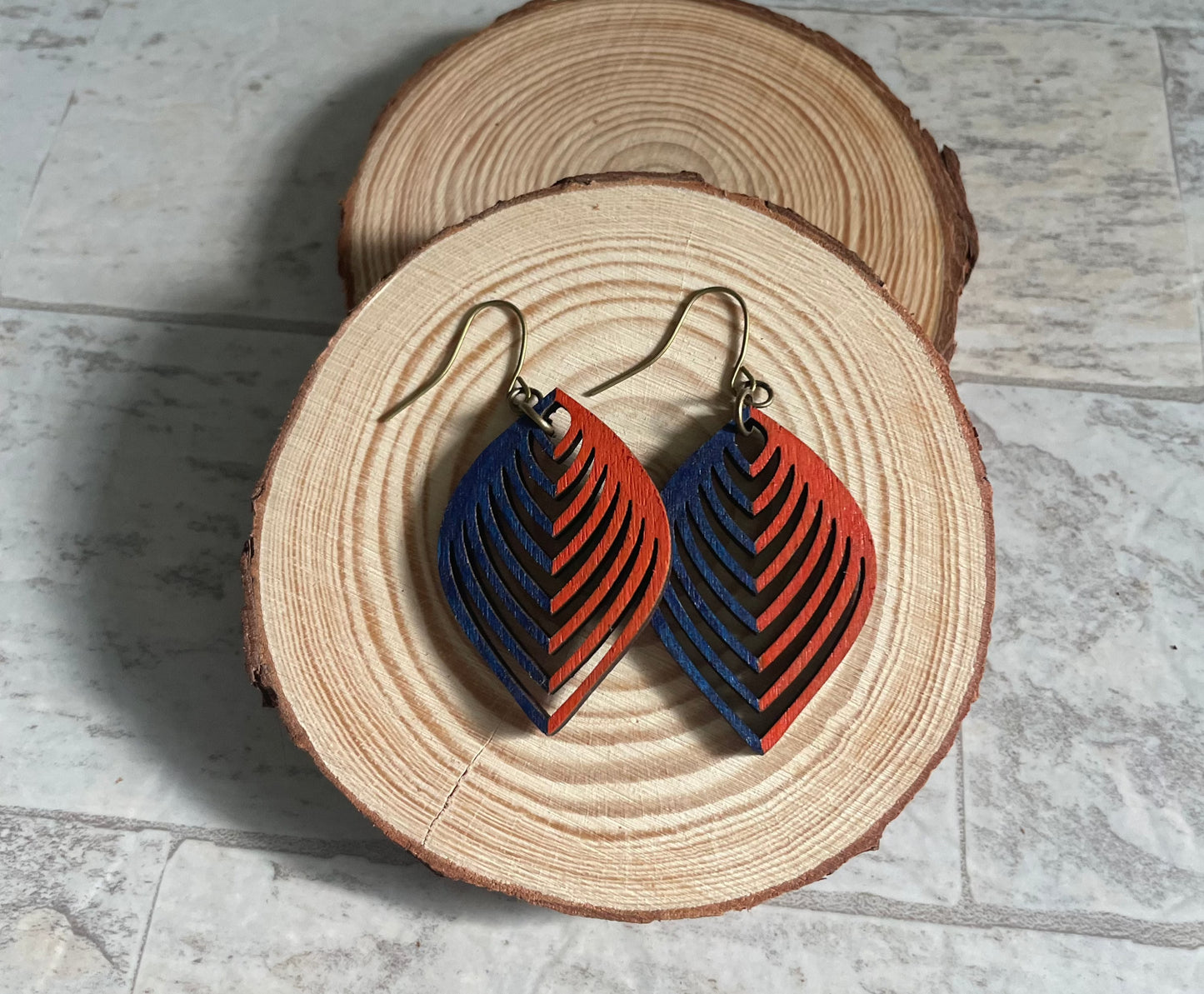 Orange and Blue Laser Cut Earrings