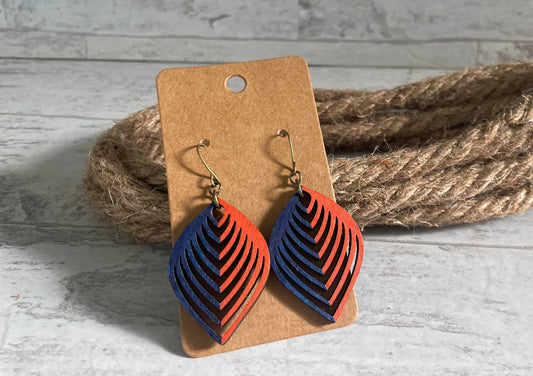 Orange and Blue Laser Cut Earrings