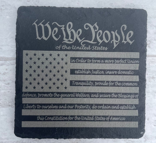 We The People Slate Coaster 4 pc